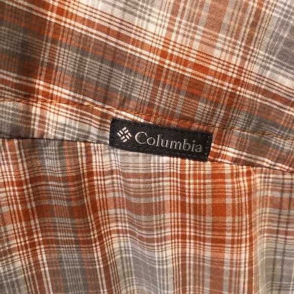 Columbia Regular Fit Long Sleeve Button Down Shirt Sz. L plaid Pumpkin/Gray - Picture 4 of 8